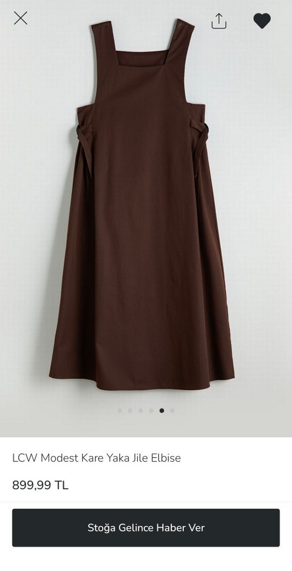 LCW Modest Kare Yaka Kahverengi Jile Elbise - Görsel 5