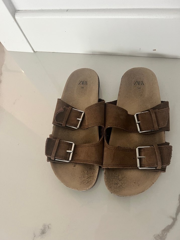 Kahverengi Süet zara terlik - Görsel 3