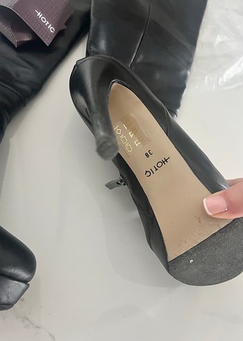 Kadın Siyah Deri Dizaltı çizme hotic - Görsel 4