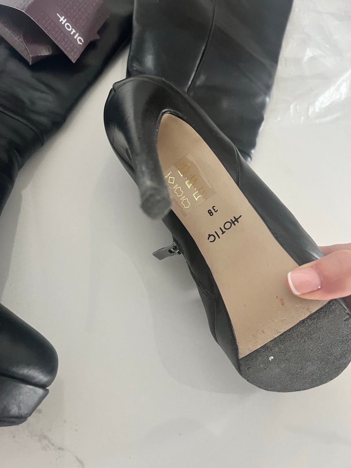 Kadın Siyah Deri Dizaltı çizme hotic - Görsel 4