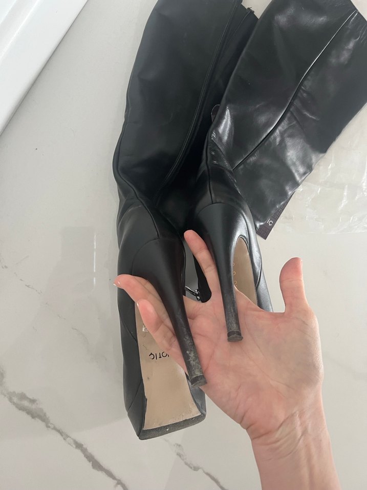 Kadın Siyah Deri Dizaltı çizme hotic - Görsel 5