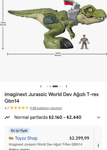 Imaginext Jurassic World Dev Ağızlı T-Rex Figür - Görsel 3