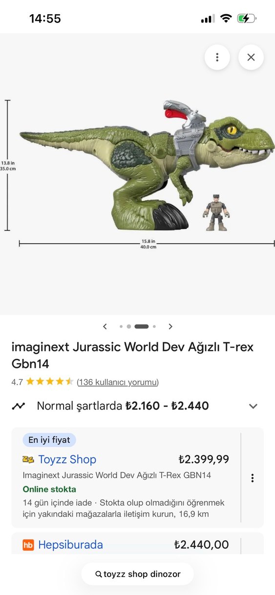 Imaginext Jurassic World Dev Ağızlı T-Rex Figür - Görsel 3