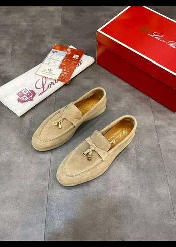 Loro piana Püsküllü Kadın Süet Loafer Ayakkabı