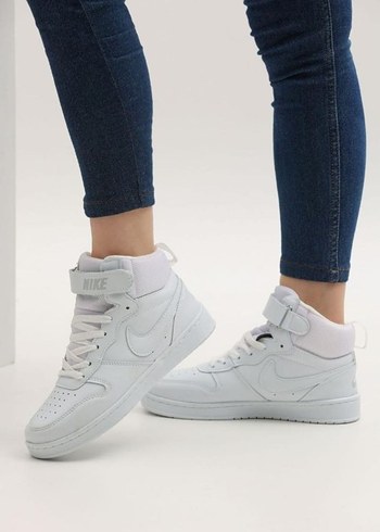 Beyaz Nike Court Kadın Spor Ayakkabı Velcro Bantlı