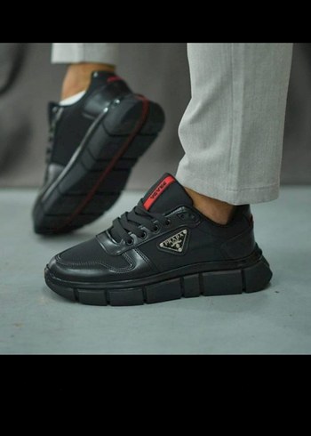 PradaErkek Siyah Desenli Bağcıklı Sneaker