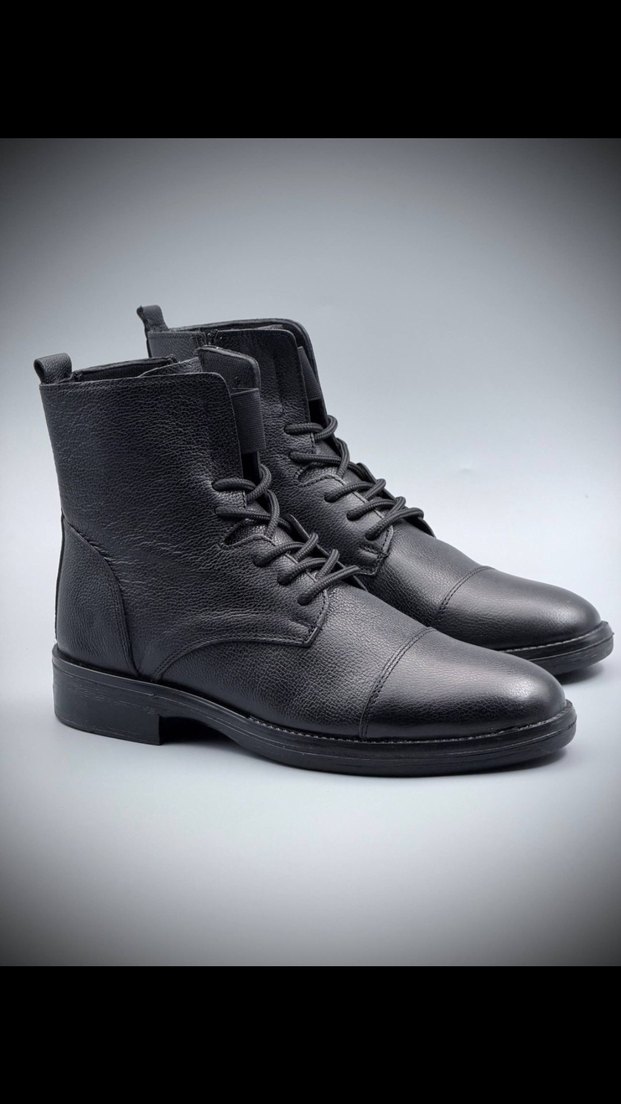Postal Siyah Deri Erkek Botları - Görsel 4