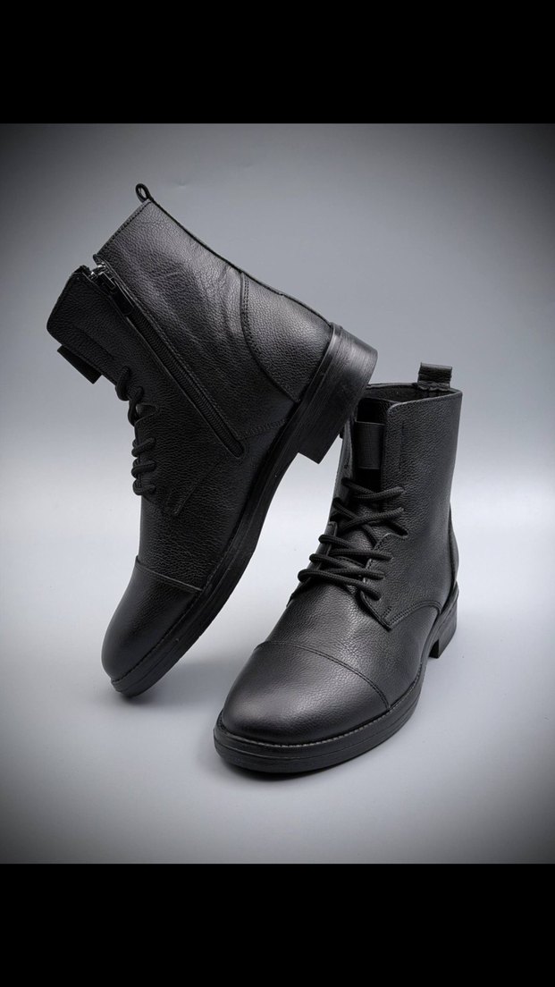 Postal Siyah Deri Erkek Botları - Görsel 5