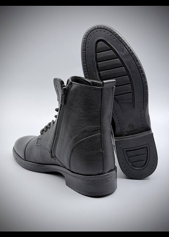 Postal Erkek Siyah Deri Bot - Görsel 6