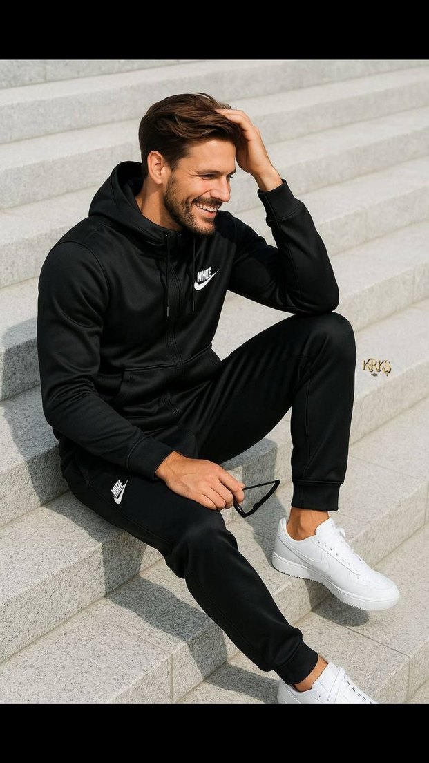 Nike Siyah Erkek Spor Sweatshirt spır takım - Görsel 2