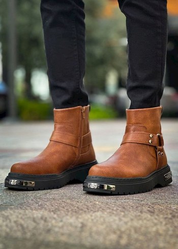 Chekich BotOrijinal  Deri Kahverengi Tokalı Erkek  Bot - Görsel 2