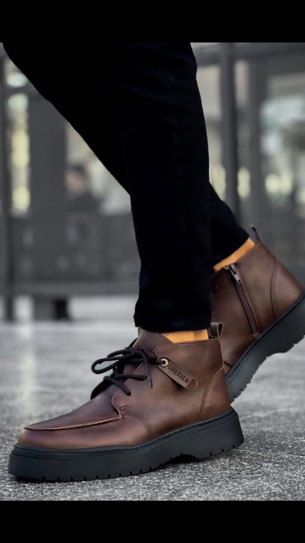 Chekich Bot Orijinal Deri Kahverengi Deri Erkek Günlük Bot - Görsel 3