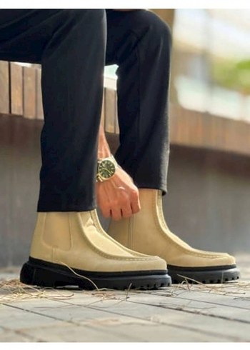 Chekich Bot Deri Orijinal Bej Erkek Street Style Bot - Görsel 4