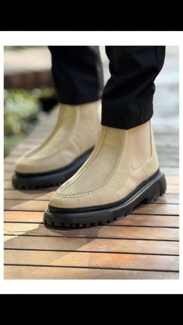 Chekich Bot Deri Orijinal Bej Erkek Street Style Bot - Görsel 3