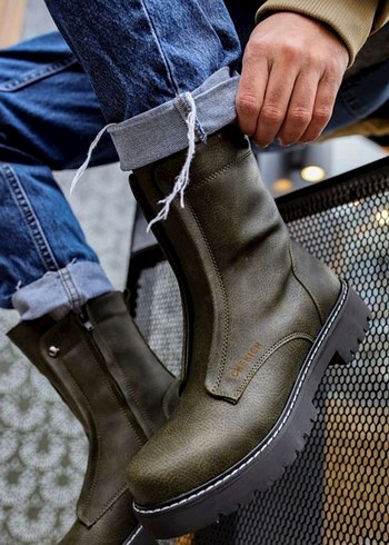 Chekich Bot Orijinal Deri  Kamuflaj Desenli Kadın Kot Botu - Görsel 4