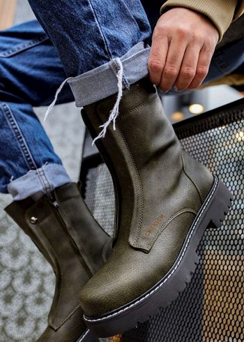 Chekich Bot Orijinal Deri  Kamuflaj Desenli Kadın Kot Botu - Görsel 2