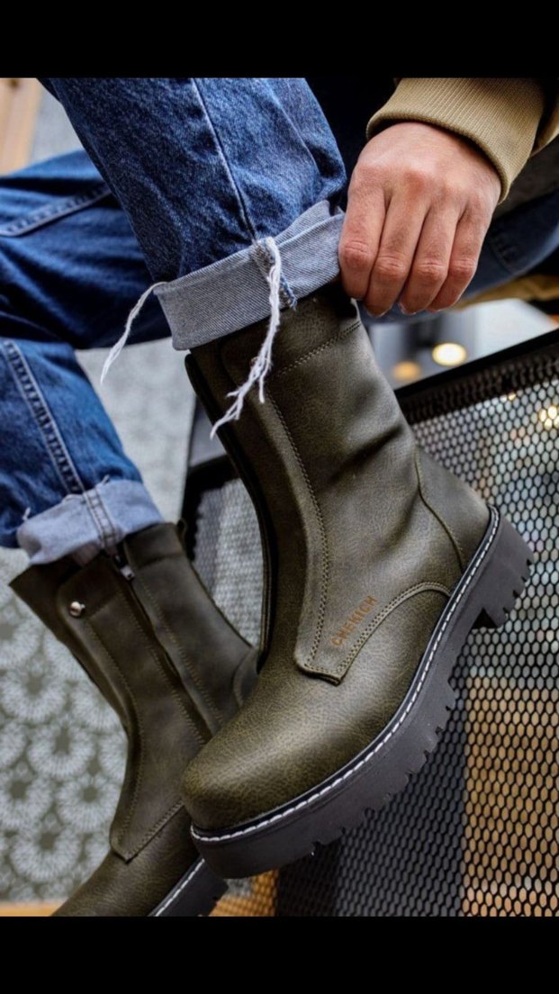 Chekich Bot Orijinal Deri  Kamuflaj Desenli Kadın Kot Botu - Görsel 2