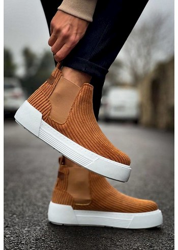 Chekich Bot Orijinal  Deri Kahverengi Kadife Erkek Günlük Bot - Görsel 4