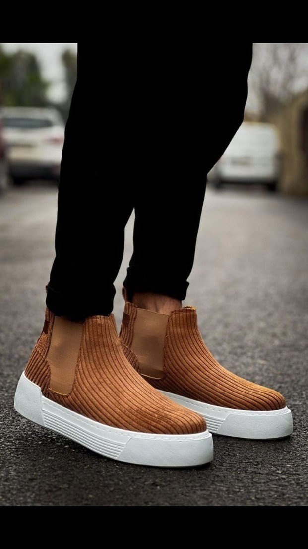 Chekich Bot Orijinal  Deri Kahverengi Kadife Erkek Günlük Bot - Görsel 3