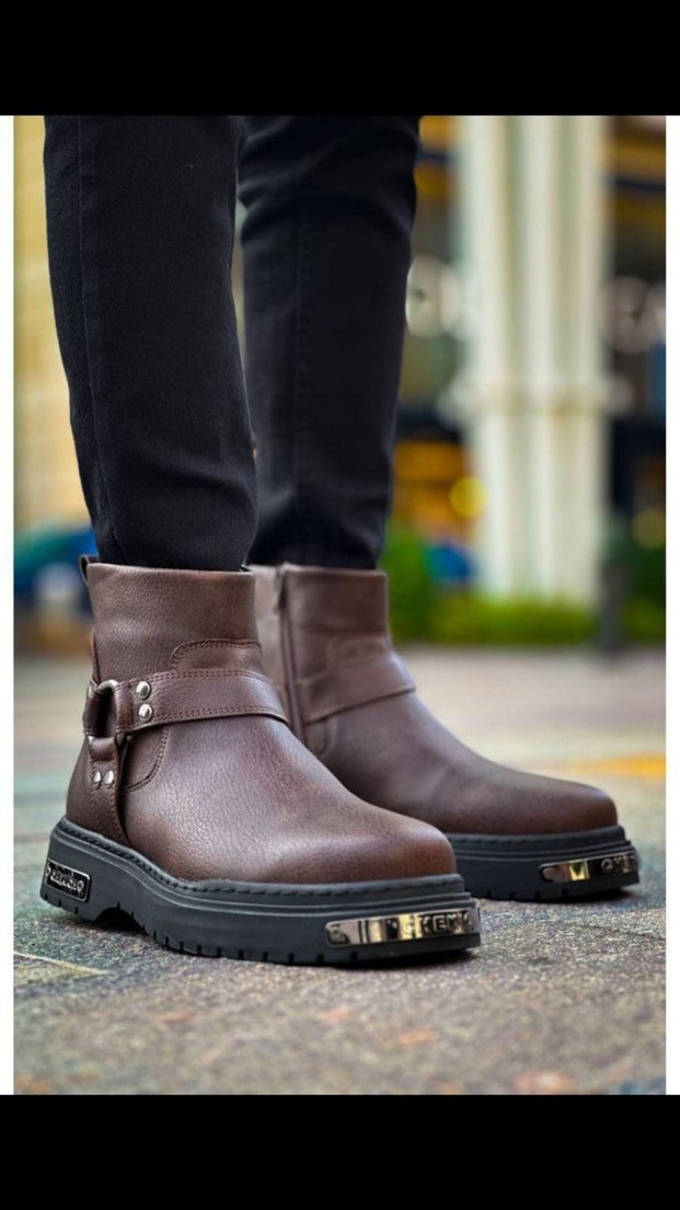 Chekich Bot Orijinal Deri Kahverengi Deri Erkek Sokak Stili Bot - Görsel 2