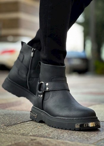 Chekich Bot Orijinal Deri Parlak Siyah Desenli Tokalı Erkek Bot - Görsel 2