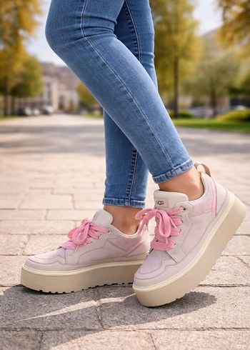 Ugg Pembe Bağcıklı Platform Topuklu Kadın - Görsel 3