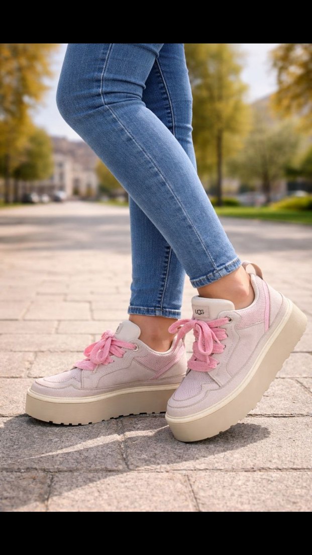 Ugg Pembe Bağcıklı Platform Topuklu Kadın - Görsel 2