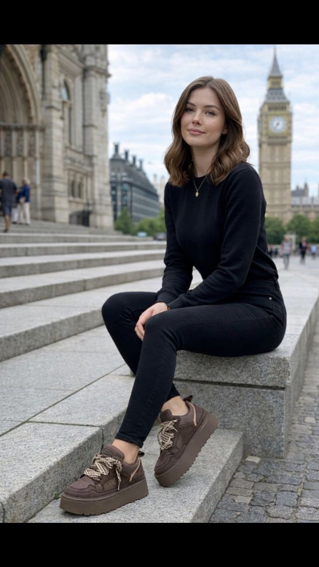 Ugg Siyah Süet Platform Topuklu Kadın Günlük Ayakkabı - Görsel 3