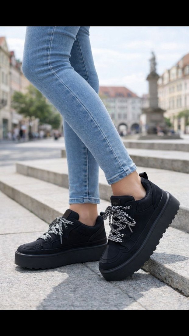 Ugg Siyah Denim Kadın Platform Spor Ayakkabı - Görsel 3