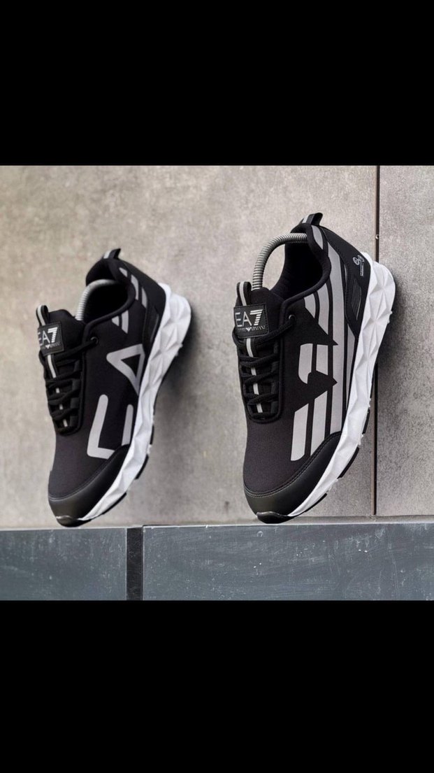 Emporio Armani  (Ea7 )Siyah Beyaz Spor Erkek Sneaker - Görsel 4