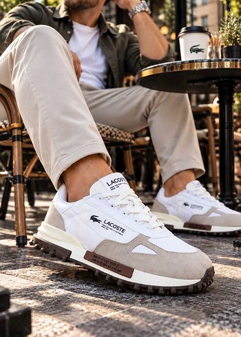 Lacoste Elite Active Beyaz Bej Retro Spor Ayakkabi