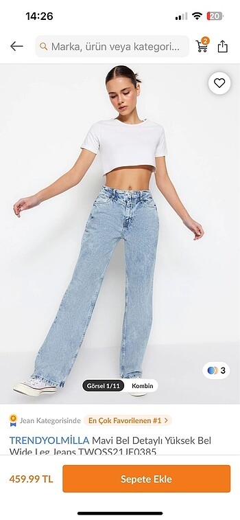 42 beden 90?s wide leg jean