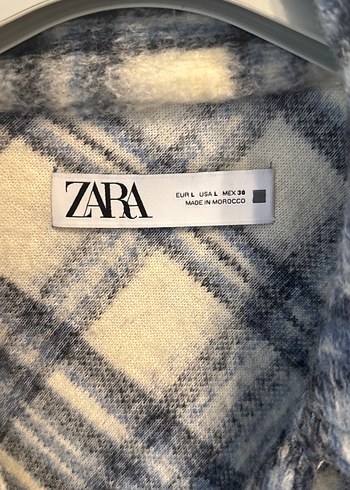 Zara Gri Ekose Düğmeli Mini Kadın Ceket