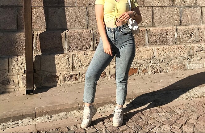 Yüksek bel pantolon jean