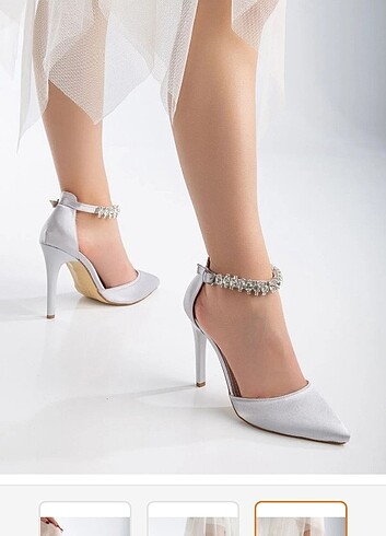Anna shoes gümus saten 