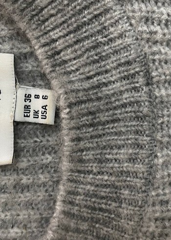 Gri Uzun Kollu Triko Kadın Elbise - Görsel 5