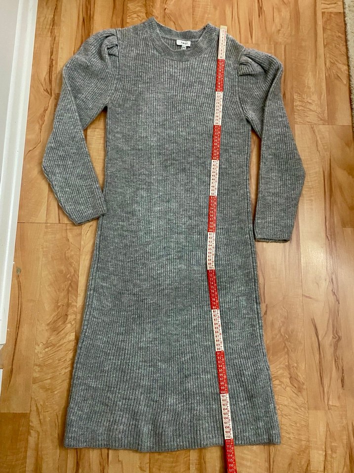 Gri Uzun Kollu Triko Kadın Elbise - Görsel 4