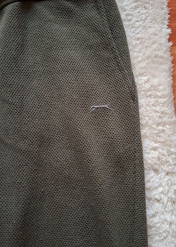 haki renkErkek Bol Kesim Kemerli Eşofman - Görsel 3