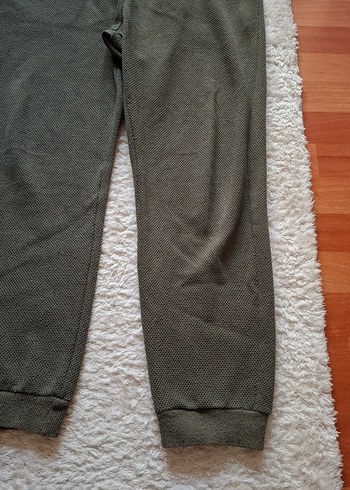 haki renkErkek Bol Kesim Kemerli Eşofman - Görsel 2