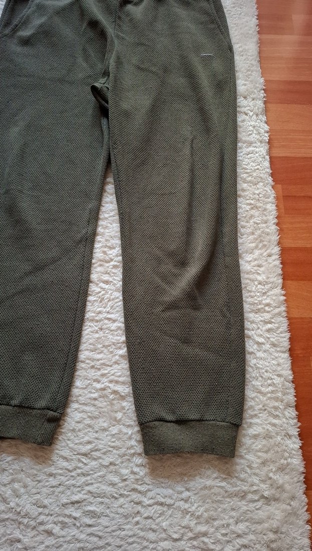 haki renkErkek Bol Kesim Kemerli Eşofman - Görsel 2