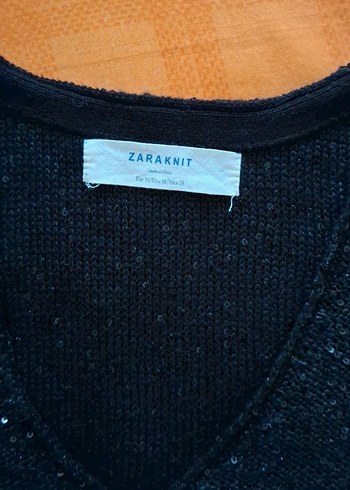 Siyah Simli V Yaka Kadın Süveter - Görsel 3