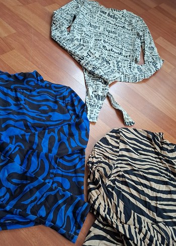 Kadın Mavi Zebra Desenli Uzun Kollu Bluz - Görsel 2