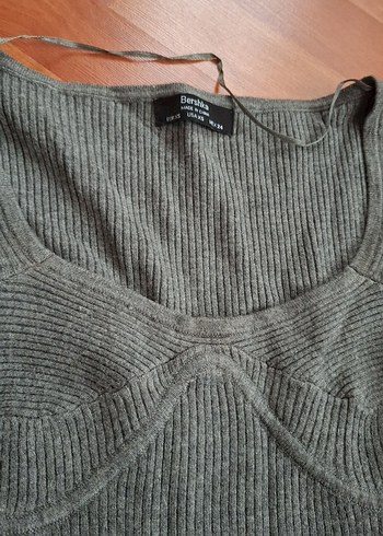 Gri Örme Uzun Kollu Kadın Bluz - Görsel 2