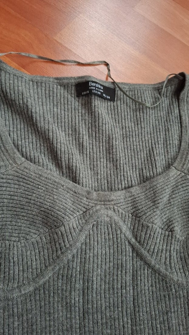 Gri Örme Uzun Kollu Kadın Bluz - Görsel 2