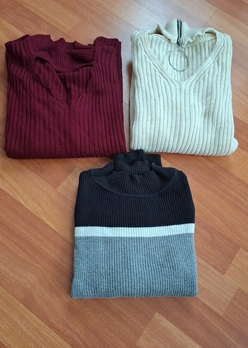 Bordo V Yaka Triko Kadın Kazak - Görsel 2