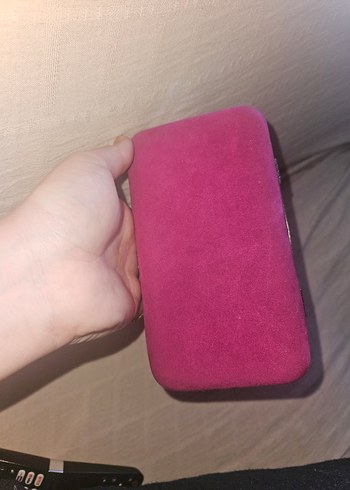 Bükülmeli Pembe Yılan Desenli Kadın Kulak Manşeti pörtföy çanta - Görsel 6