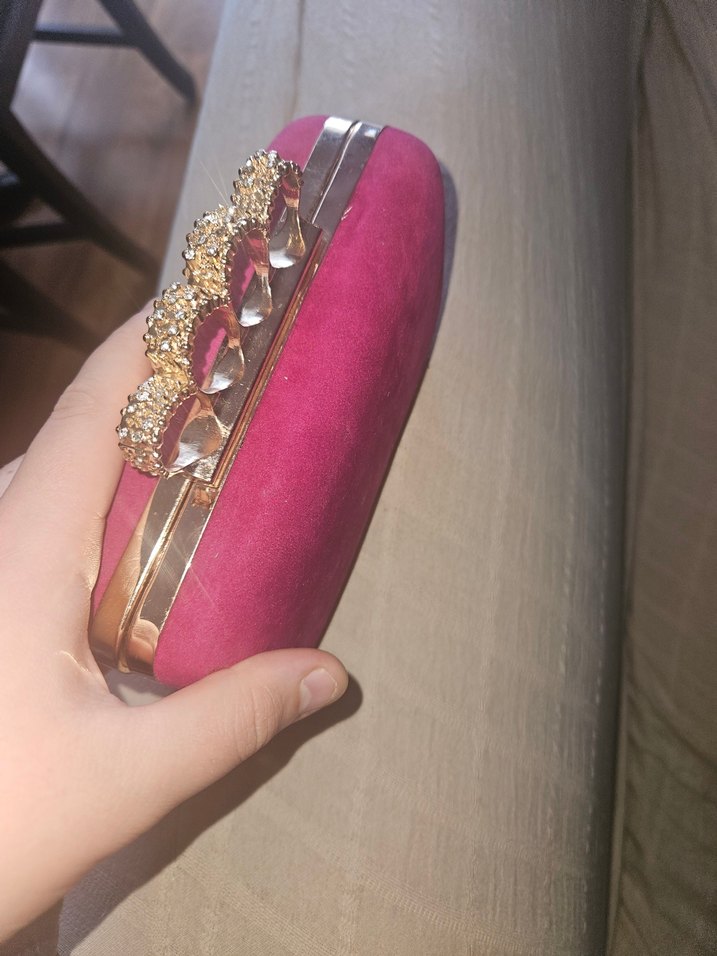 Bükülmeli Pembe Yılan Desenli Kadın Kulak Manşeti pörtföy çanta - Görsel 5