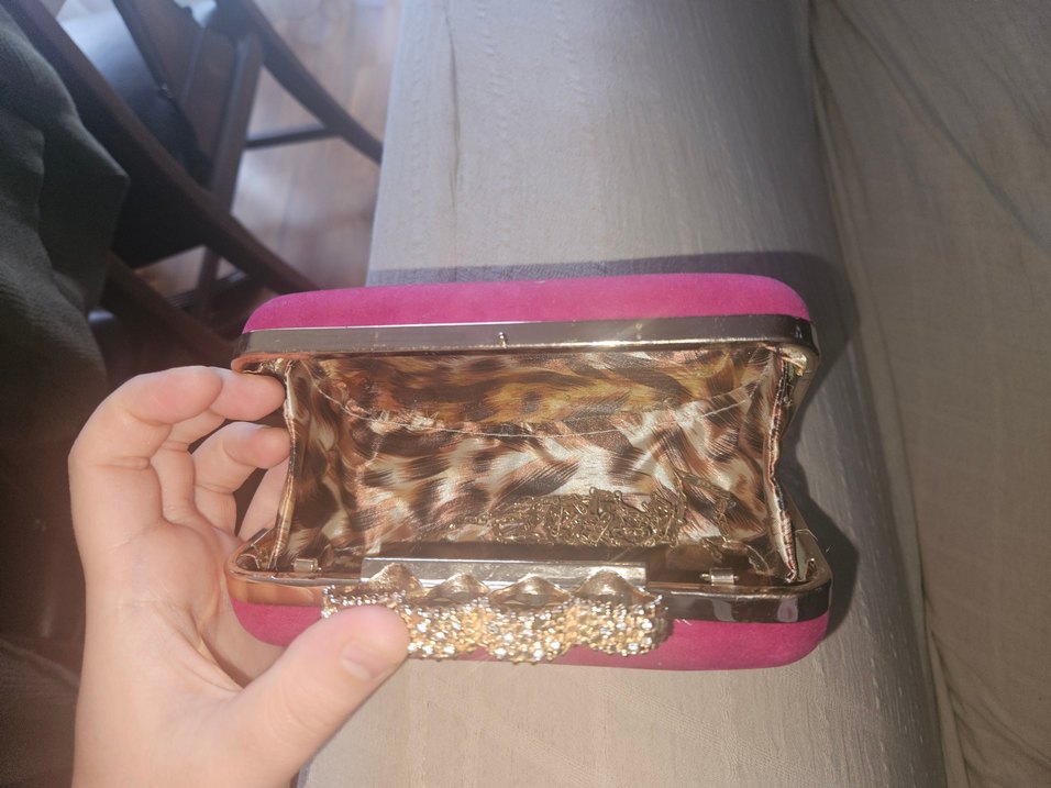 Bükülmeli Pembe Yılan Desenli Kadın Kulak Manşeti pörtföy çanta - Görsel 4