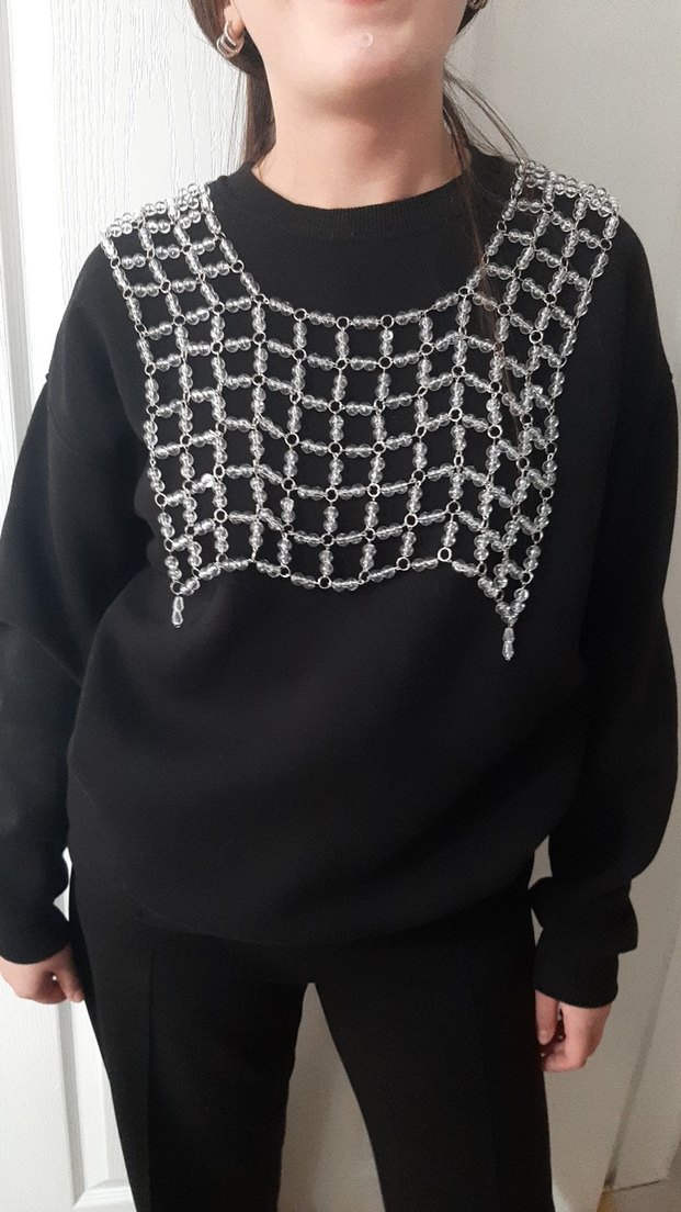 Gri Zincir Detaylı Gotik Vücut Zinciri - Görsel 3