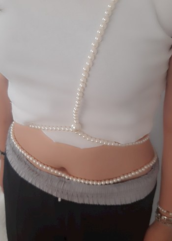 Beyaz Boncuklu Kadın Bel Zinciri - Görsel 2